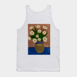 white daisy's in a gold vas Tank Top